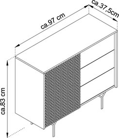 Skrinka so zásuvkami Raven, čierna