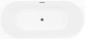 Mexen Silo, rohová voľne stojaca ryhovaná vaňa, ľavá, 150 x 75 cm, biela-šedá, brúsený grafit prepad, 52891507562L-66