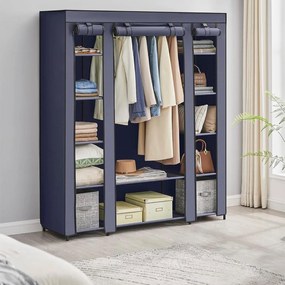 Šatníková skriňa s poťahom z netkanej textílie, skladacia skriňa, modrá
