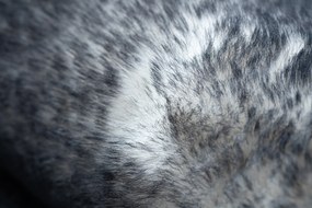 Okrúhly prateľný koberec LAPIN shaggy, čierny/ slonovinová kosť