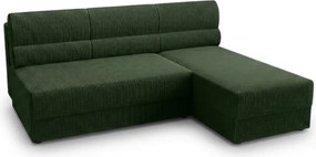 AKCIA Rozkladacia obojstranná sedacia súprava do L TAVERO SLIM 201x140 cm, tmavozelená II. akosť