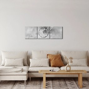 Obraz - Sova v poli (s hodinami) (90x30 cm)