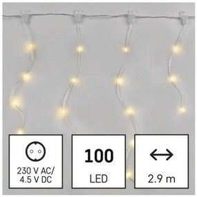 Vánoční LED řetěz Nanos rampouchy s programy 2,9 m teplá bílá