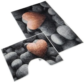 Kúpeľňová sada predložiek 3D tmavé kamene 60x100+60x50cm