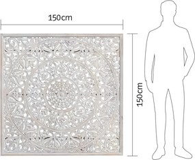 furniture-nabytek.cz - Masívny nástenný obraz Zambezi z mango dreva, lakovaný, šedý – 150×150 cm