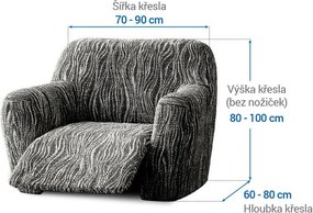 Bielastické poťahy UNIVERSO NOVÉ žíhané čiernobiele relaxačné kreslo (š. 70 - 90 cm)