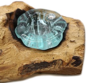 Roztavené sklo na dreve - Svietnik na tri sviečky