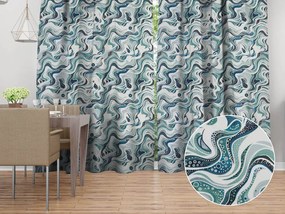 Biante Bavlnený záves Sandra SA-587 Modro-zelené designové vlnky na mintovom 150x210 cm