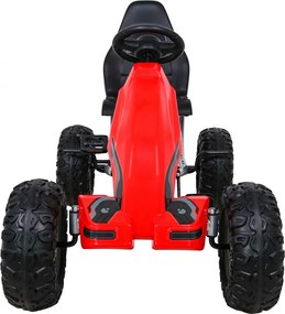 Ramiz Veľká silná detská motokára s pedálmi Červená + 100 kg záťaž + EVA kolesá + Ručná brzda + Športové sedadlo