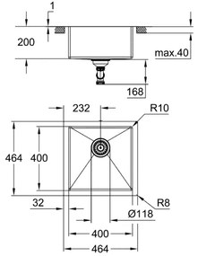 GROHE 31578SD1 - Nerezový drez K700 464 x 464 x 200