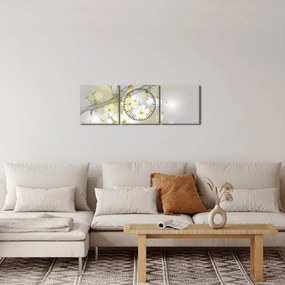 Obraz rozkvitnutej vetvičky (s hodinami) (90x30 cm)