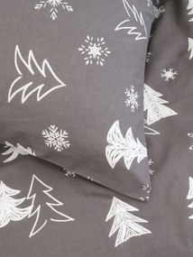 Vianočná bavlnená obliečka na vankúš Renforcé 50 × 70 cm - Stromčeky šedé