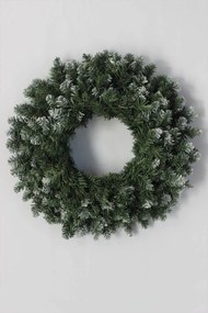 Zasnežený čečinový veniec umelý 60cm