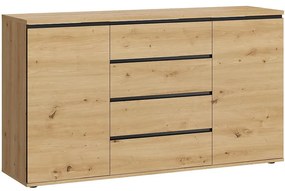 Komoda Naxos 2d4s dub artisan/dub artisan čierna mat