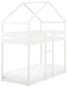 Detská poschodová posteľ v tvare domčeka 90 x 200 cm biela LABATUT Beliani