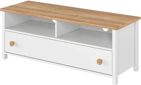 TV skrinka VERNON 120cm biela + dub nash