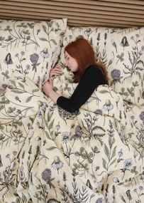 Francúzske krepové obliečky Renforcé - Herbár béžové