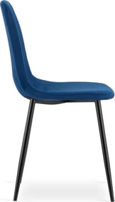 Jedálenská stolička PADVA zamatová tmavomodrá / čierne nohy
