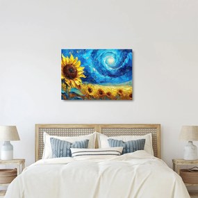 Sklenený obraz - Maľba slnečníc (70x50 cm)