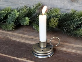 Mosadzný antik kovový svietnik na úzku sviečku - Ø7*9*5cm