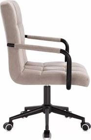 LuxuryForm DESIGN Otočná stolička VERONA BLACK VELUR na čiernej podstave s kolieskami - latte
