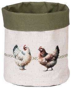 Béžový košík na pečivo so sliepočkami Barnyard Chicken - Ø 15*16 cm