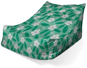 Sablio Sedací vak Lounge Biele kvety s lístkami - 120 x 100 x 80 cm