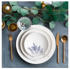 24-dielová jedálenská súprava, biela/modrá, porcelán