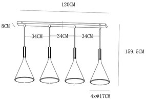 Lucide 35410/04/30 - Luster na lanku GIPSY 4xE27/25W/230V