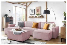 Svetloružový menčestrový taburet Nihad – Bobochic Paris