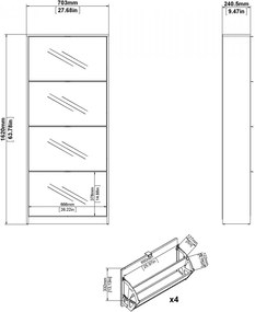 Botník Flapie 010 70 cm se zrcadlem bílý