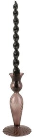 Hnedý sklenený svietnik PT LIVING Swirl, výška 17 cm
