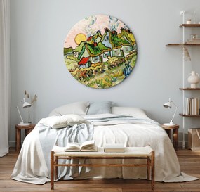 Artgeist Okrúhlý obraz - Thatched Cottages in the Sunshine Reminiscence of the North (Vincent van Gogh) Veľkosť: 40x40