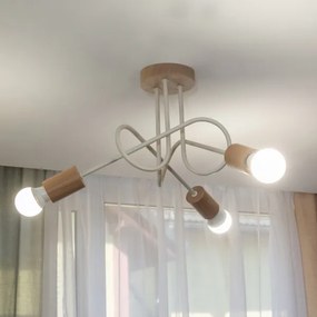 Prisadený luster OXFORD 3xE27/15W/230V borovica/krémová