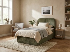 Čalúnená posteľ boxspring FORENA 90x200 cm tmavozelená Matrac: Matrac Bonell pružinový