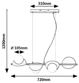 Rabalux 72225 - Luster na lanku JULES 4xG9/5W/230V