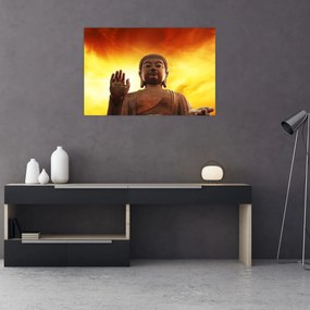 Obraz - Budha s červenožltým pozadím (90x60 cm)