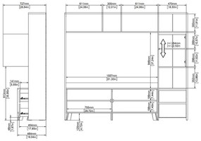 Biela/v prírodnej farbe TV zostava v dekore duba 209x183x48 cm Next – Tvilum