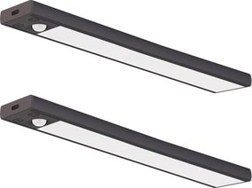 SADA 2x nabíjateľné LED nábytkové osvetlenie so senzorom VIRO LED/1,2W/800 mAh 30cm CCT čierna