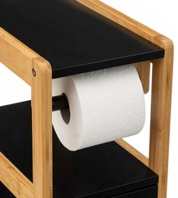 Polička na toaletný papier Natureo Black, čierne/s drevenými prvkami