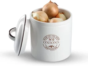 Keramická dóza na cibuľu s vrchnákom, biela CERAMIC, 1620 ml