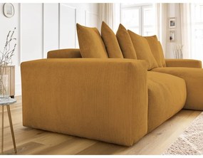 Menčestrová rozkladacia/s úložným priestorom rohová pohovka v horčicovej farbe Voltaire – Bobochic Paris