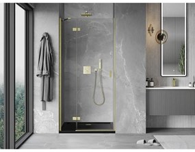 Mexen Mist-H, 1-krídlové sprchové dvere ľavé 70 cm, číre sklo, zlatý matný profil, 8A5-070-000-55-00-L