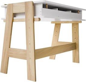 Detský rastúci stôl s úložným priestorom, biely