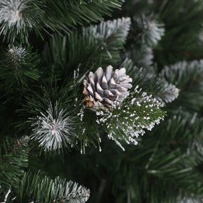 Zasnežený umelý vianočný stromček borovica so šiškami 150 cm