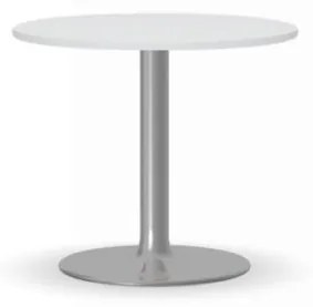 Konferenčný stolík ZEUS II, priemer 600 mm, chrómovaná podnož, doska biela