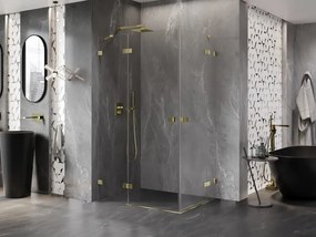 Mexen Lunar Duo, výklopný sprchový kút 85 x 70 cm, 8mm číre sklo, zlatý profil, 834-085L-070P-50-00