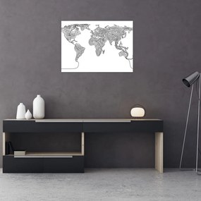 Sklenený obraz - Mapa v líniách (70x50 cm)