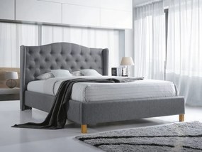 Sivá čalúnená posteľ ASPEN 140 x 200 cm
