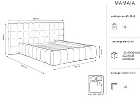 Krémová čalúnená dvojlôžková posteľ s úložným priestorom a roštom 160x200 cm Mamaia – Micadoni Home